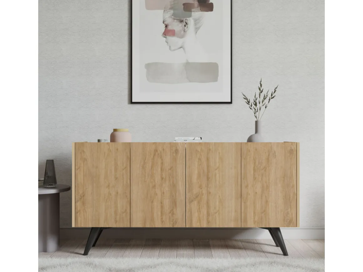 Buffet en bois "Pekin" - 150 x 40 x 76 cm - Marron