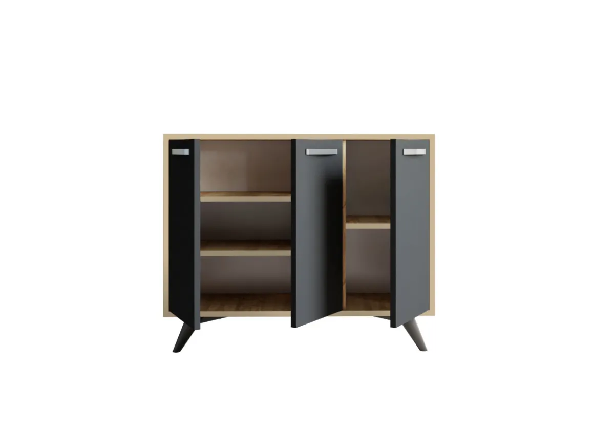 Buffet en bois "Piffa" - 100 x 35 x 82 cm - Gris anthracite