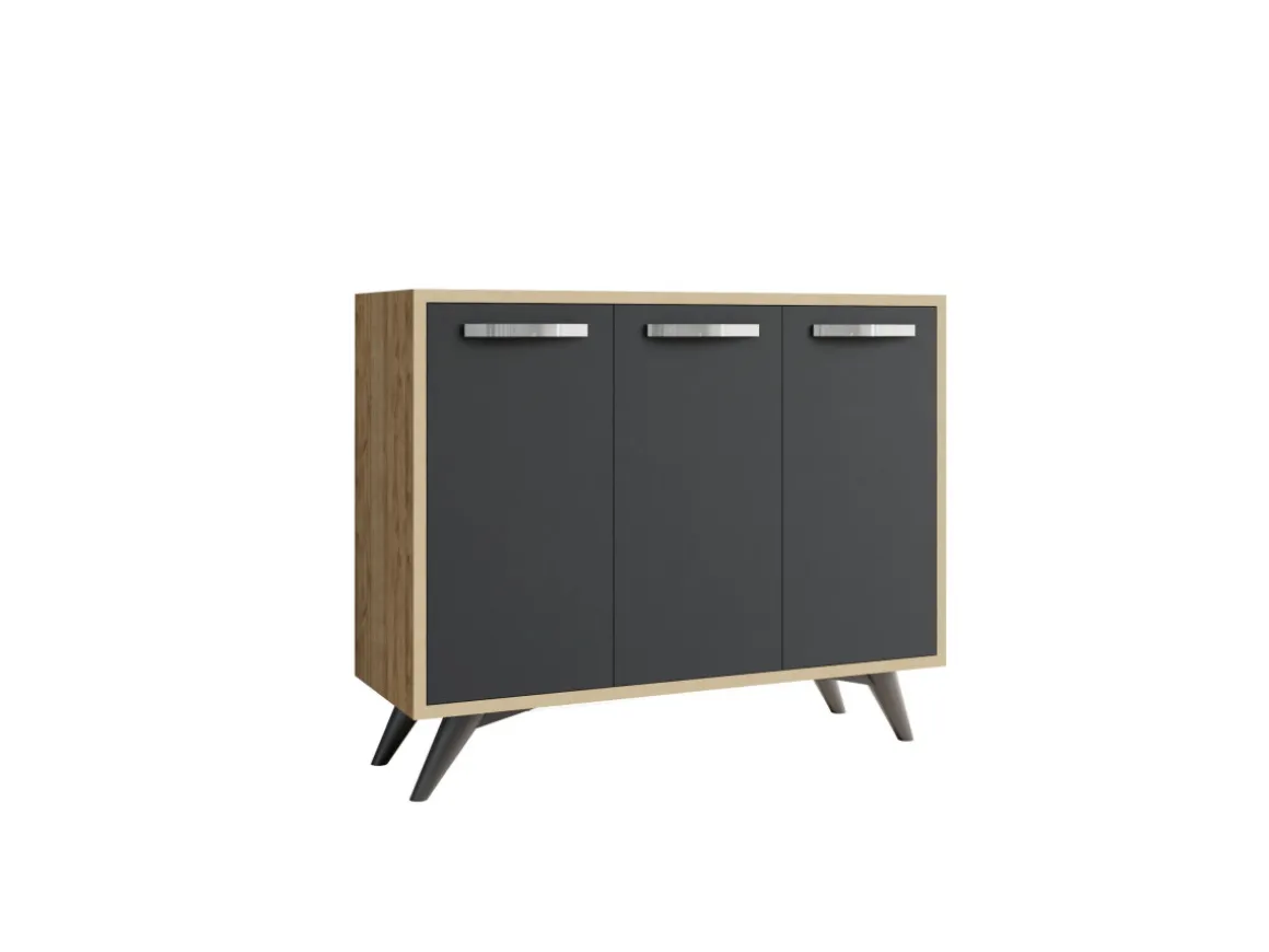 Buffet en bois "Piffa" - 100 x 35 x 82 cm - Gris anthracite