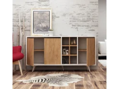 Buffet en bois "Prava" - 140 x 40 x 86 cm - Marron