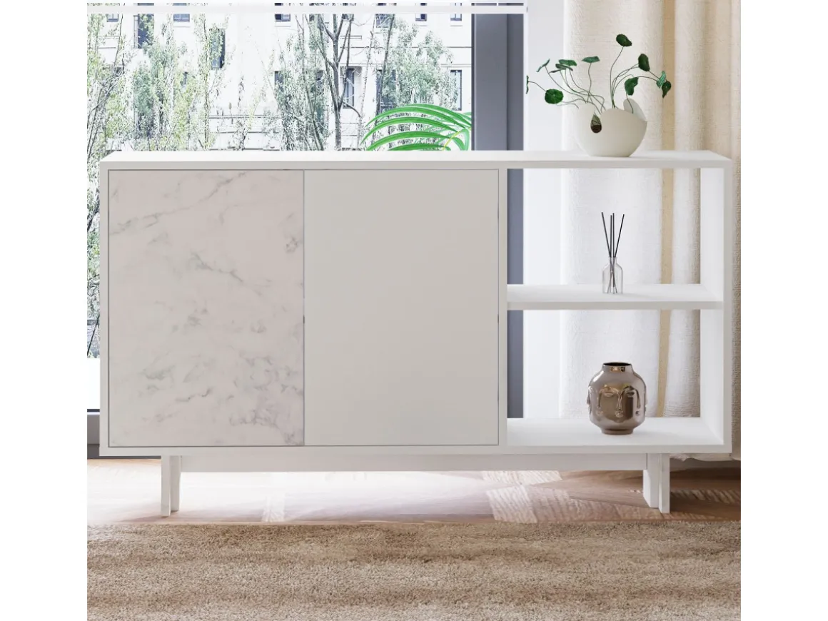 Buffet en bois "Ravello" - 140 x 35 x 80 cm - Blanc