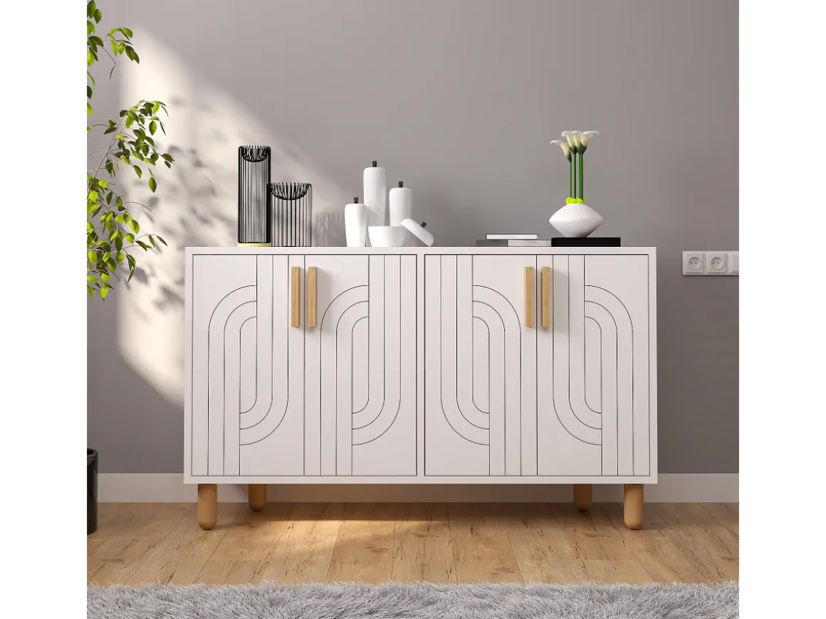 Buffet en bois "Rodney" - 120 x 29 x 73 cm - Blanc