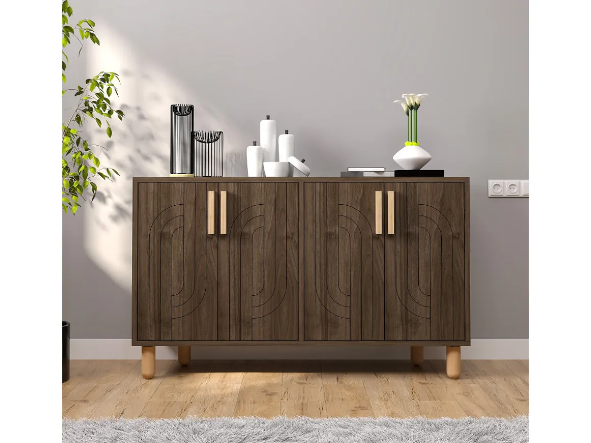 Buffet en bois "Rodney" - 120 x 30 x 74 cm - Marron