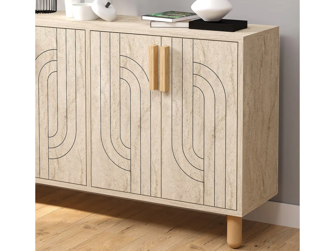 Buffet en bois "Rodney" - 120 x 30 x 74 cm - Travertin