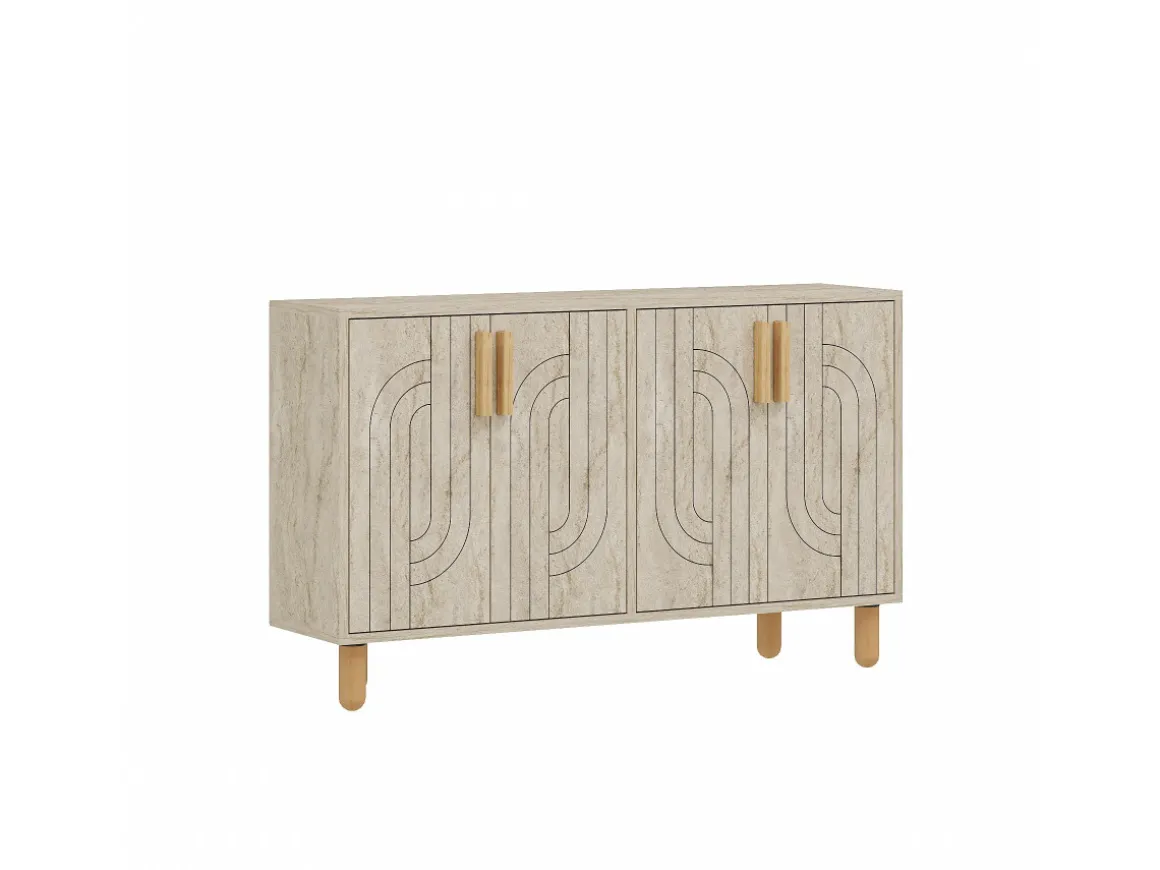 Buffet en bois "Rodney" - 120 x 30 x 74 cm - Travertin