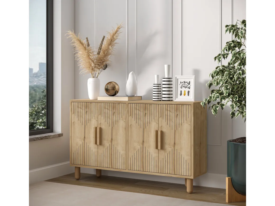 Buffet en bois "Roger" - 120 x 29 x 73 cm - Chêne Saphir