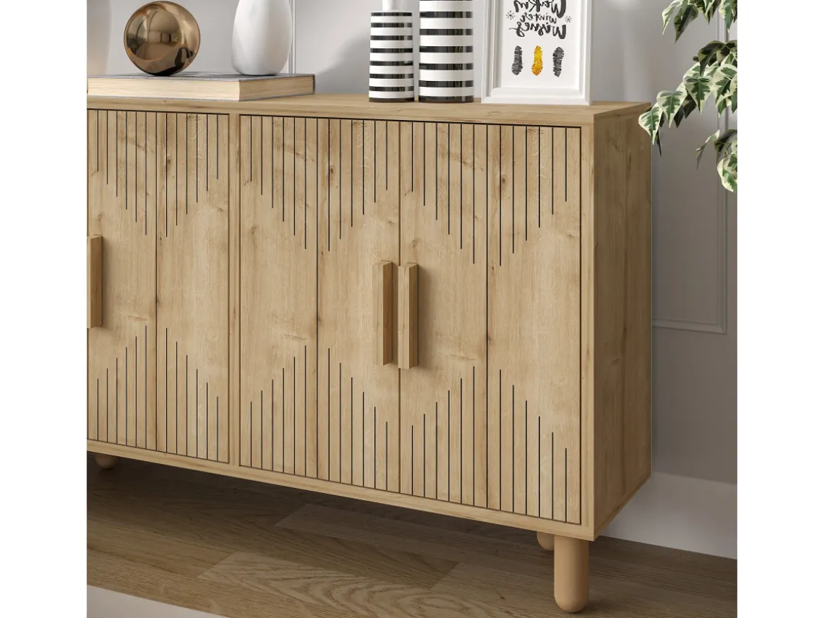 Buffet en bois "Roger" - 120 x 29 x 73 cm - Chêne Saphir