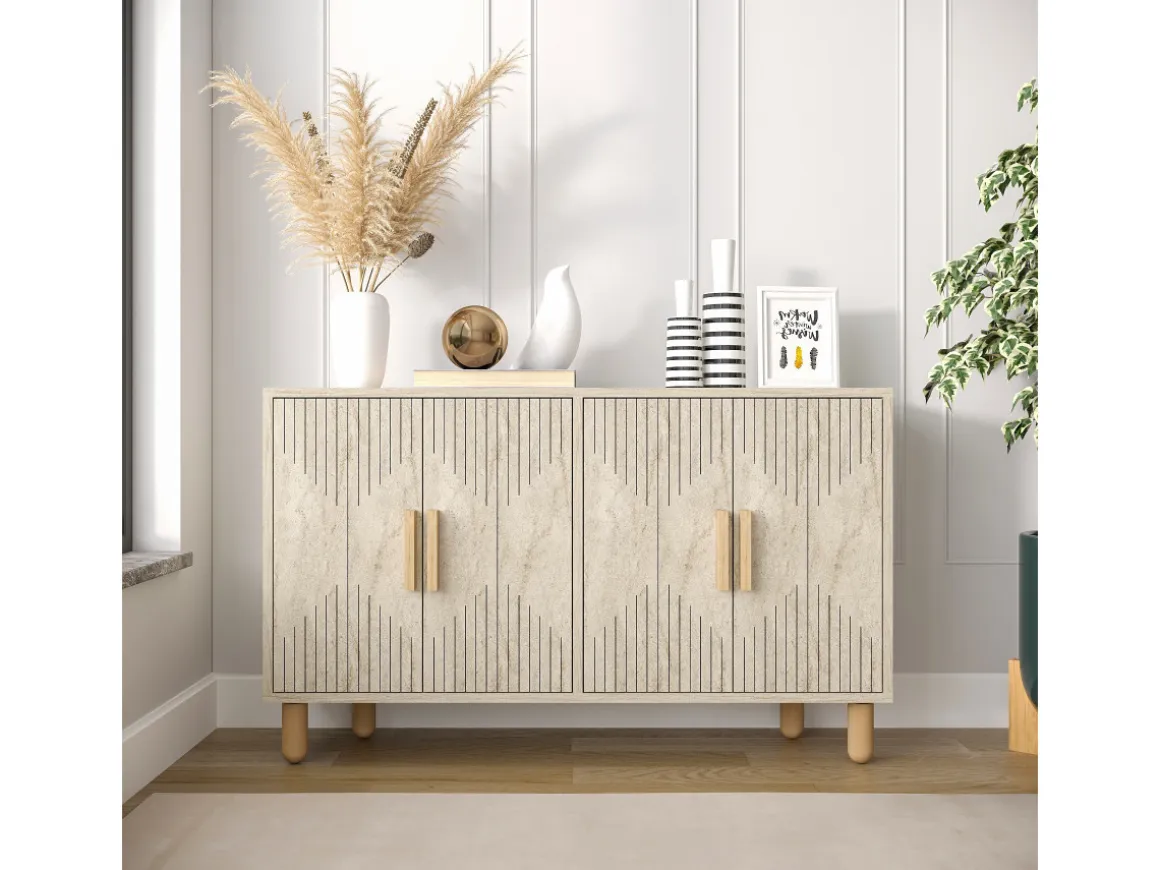 Buffet en bois "Roger" - 120 x 30 x 74 cm - Travertin