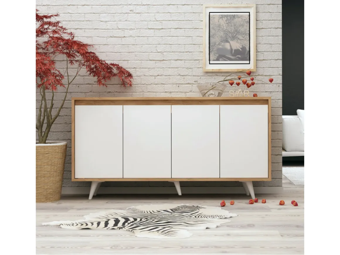 Buffet en bois "Shans" - 140 x 40 x 86 cm - Blanc