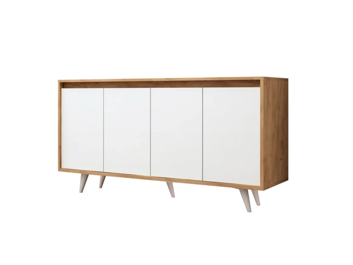 Buffet en bois "Shans" - 140 x 40 x 86 cm - Blanc