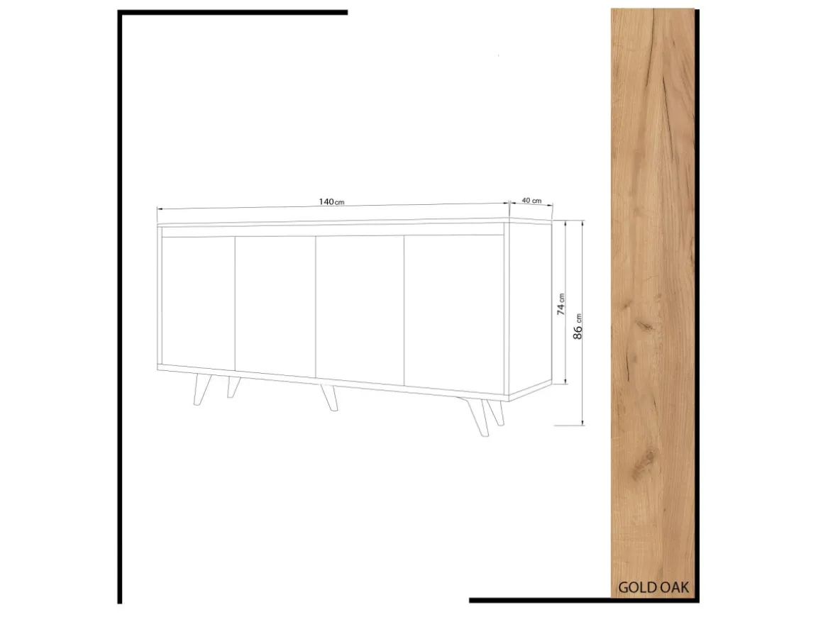 Buffet en bois "Shans" - 140 x 40 x 86 cm - Blanc