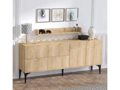 Buffet en bois "Stella" - 180 x 40 x 55 cm - Chêne Saphir
