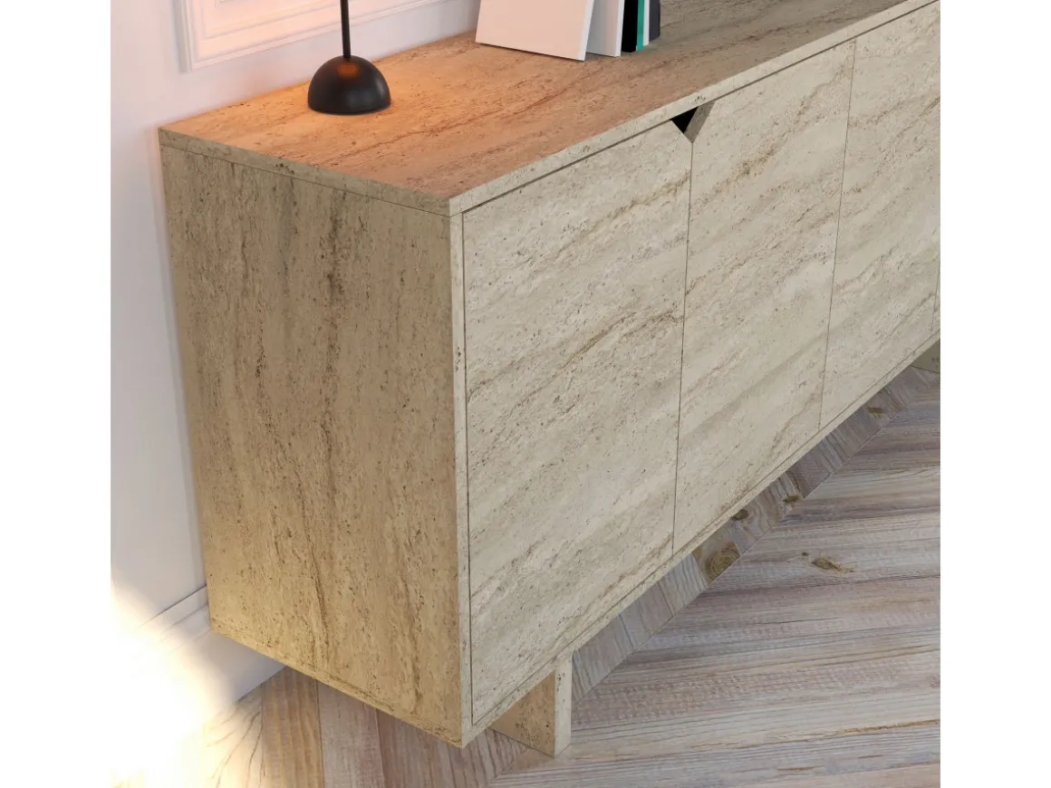 Buffet en bois "Turan" - 180 x 40 x 81 cm - Travertin