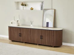 Buffet ovale en bois "Portofino" - 200 x 40 x 55 cm - Marron