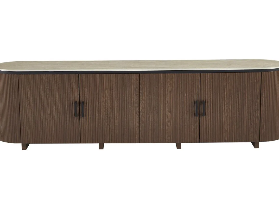 Buffet ovale en bois "Portofino" - 200 x 40 x 55 cm - Marron