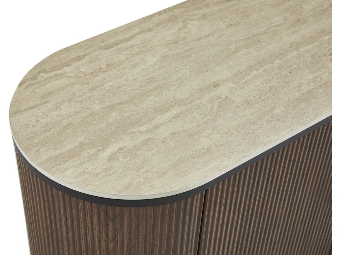 Buffet ovale en bois "Portofino" - 200 x 40 x 55 cm - Marron