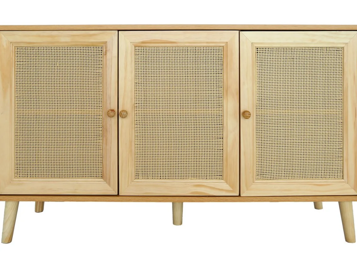 Buffet style cannage "Neuille" - 120 x 40 x 71.5 cm - Beige