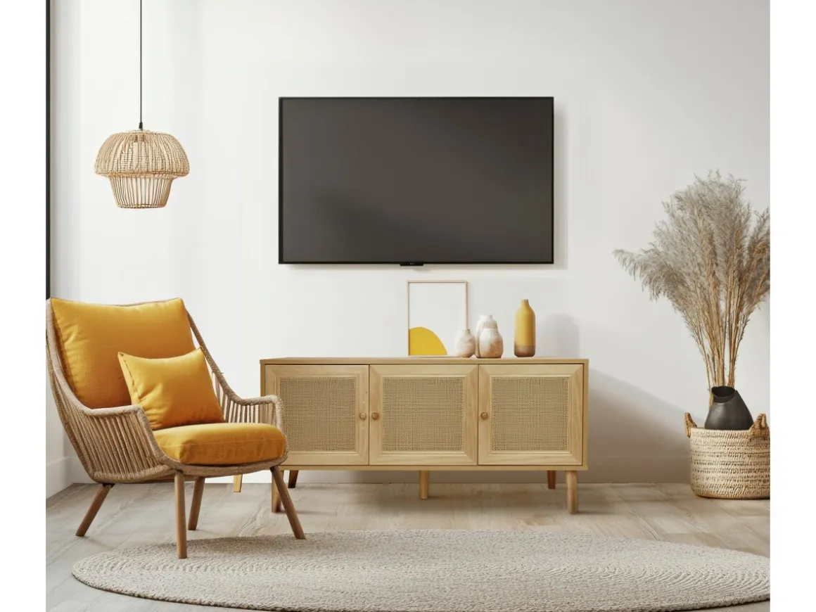 Buffet style cannage "Neuille" - 120 x 40 x 71.5 cm - Beige
