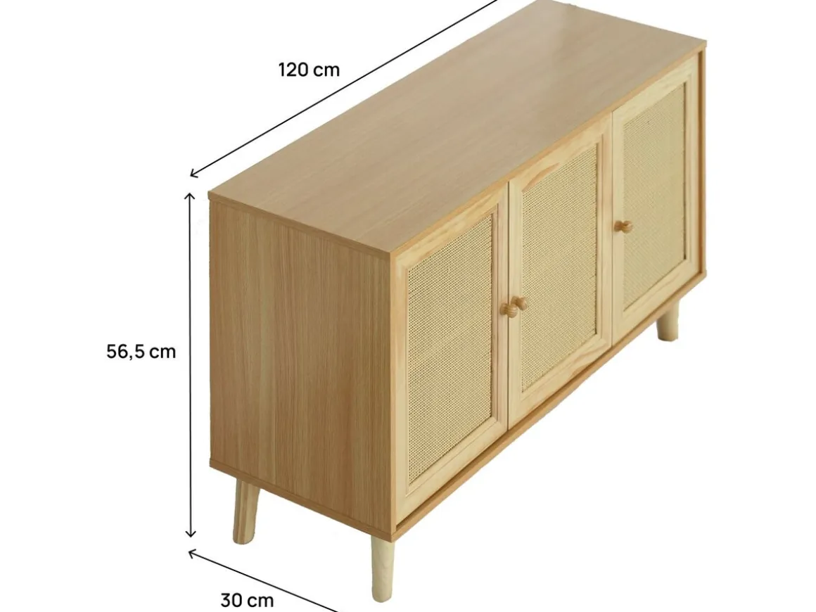 Buffet style cannage "Neuille" - 120 x 40 x 71.5 cm - Beige