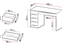 Bureau "Ada" - 120 x 75 x 55 cm - Noir