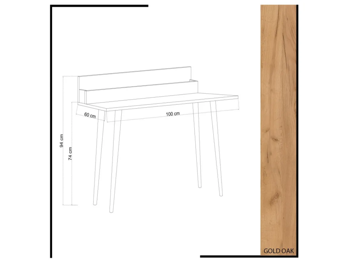 Bureau avec étagère en bois "Rammi" - 100 x 60 x 94 cm - Marron