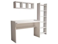 Bureau d'étude avec bibliothèque et étagère murale en bois