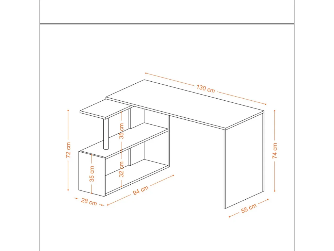 Bureau d'étude en bois "Gelincik" - 130 x 109 x 74 cm - Blanc