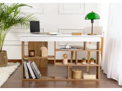 Bureau d'étude en bois "Vesper" - 130 x 120 x 72 cm - Pin blanc de l'Atlantique
