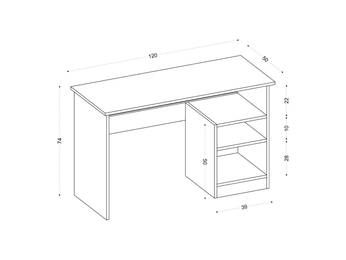 Bureau en bois "Bahar" - 120 x 50 x 74 cm - Blanc