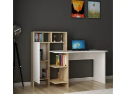 Bureau en bois "Bugra" - 135 x 60 x 111 cm - Blanc