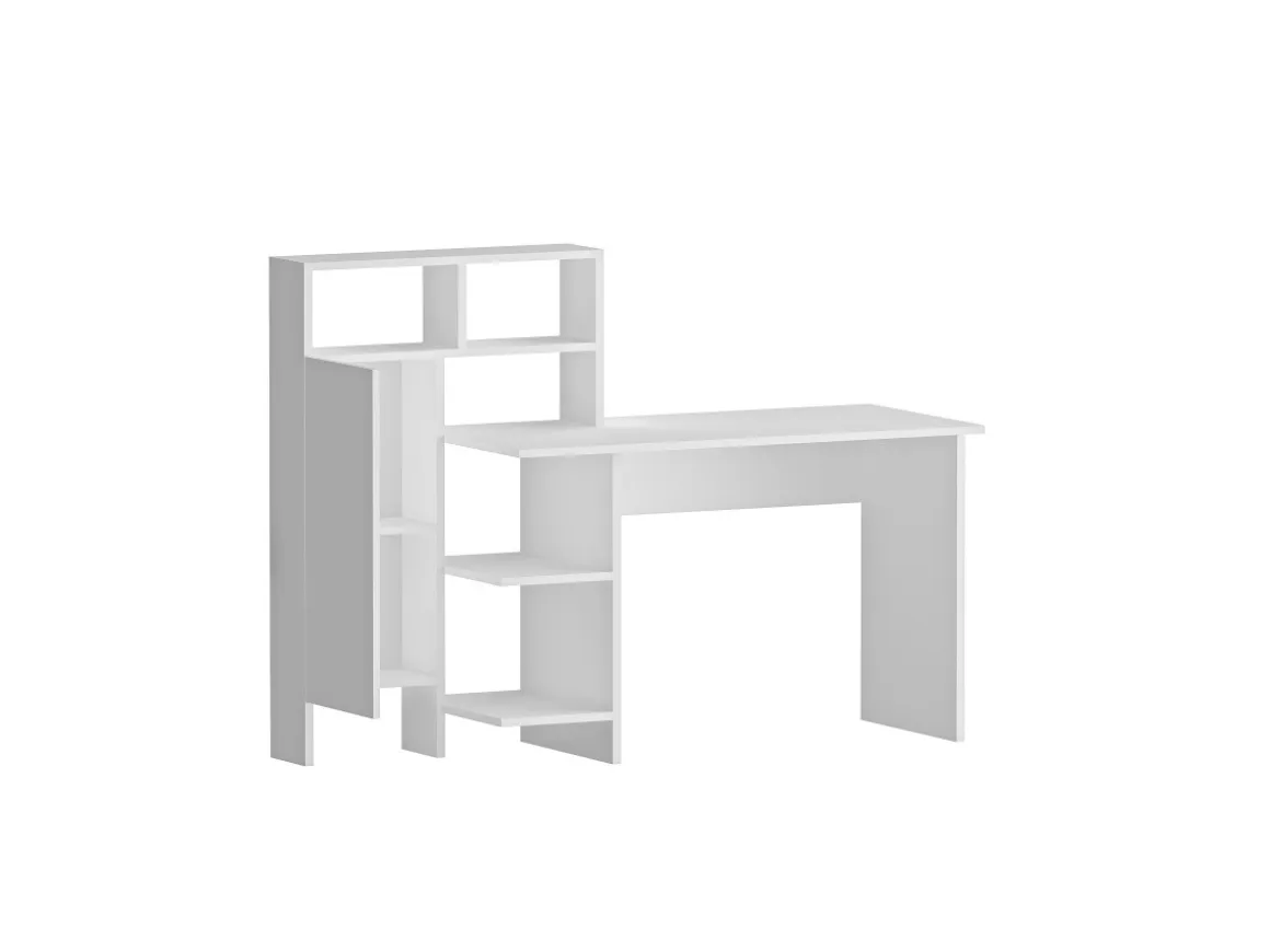 Bureau en bois "Bugra" - 135 x 60 x 111 cm - Blanc