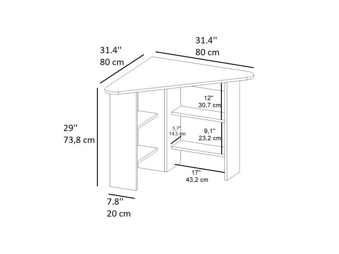 Bureau en bois "Corner " - 80 x 80 x 73 cm - Blanc