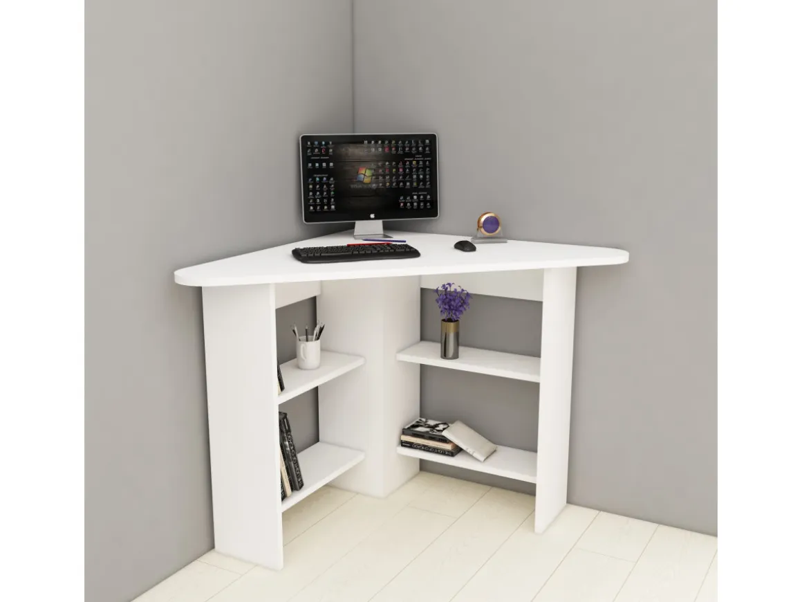 Bureau en bois "Corner " - 80 x 80 x 73 cm - Blanc