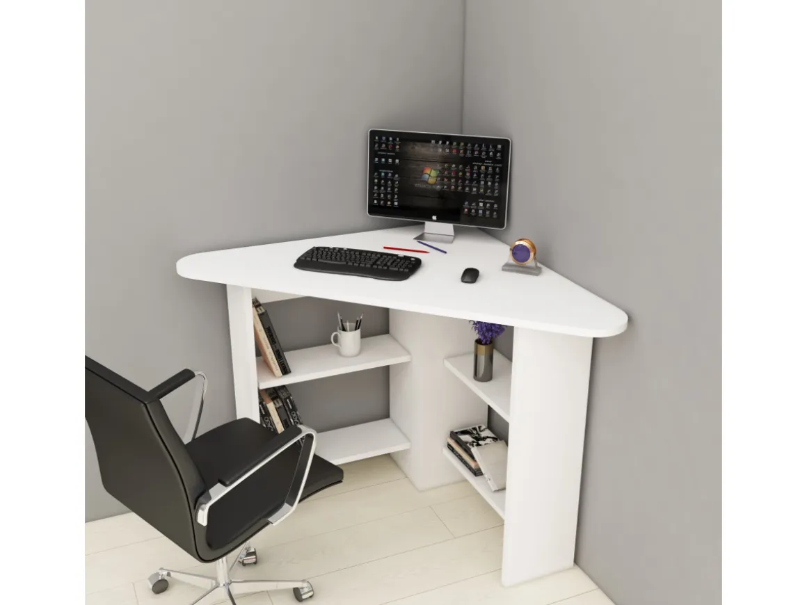 Bureau en bois "Corner " - 80 x 80 x 73 cm - Blanc