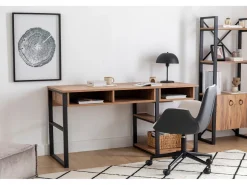 Bureau en bois "Emro" - 150 x 58 x 75 cm - Noyer Noir