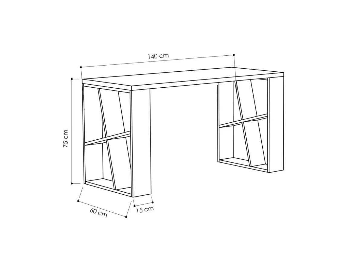 Bureau en bois "Honey" - 140 x 60 x 75 cm - Chêne blanc