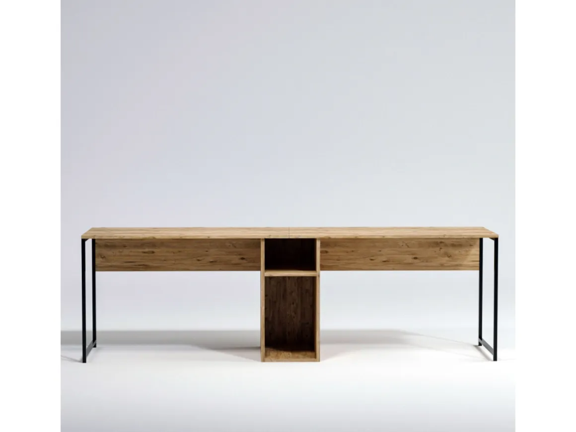 Bureau en bois "Ikili Calisma" - 240 x 60 x 74 cm - Pin atlantique Noir