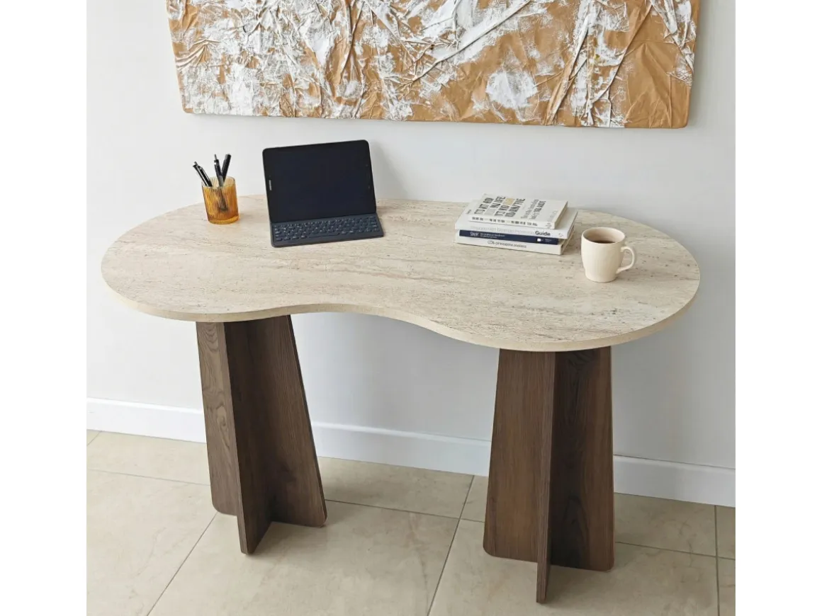 Bureau en bois "Infini" - 120 x 60 x 75 cm - Travertin