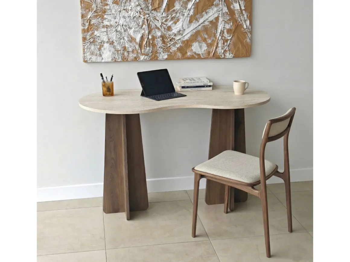 Bureau en bois "Infini" - 120 x 60 x 75 cm - Travertin