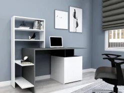 Bureau en bois "Melis " - 146 x 60 x 128 cm - Blanc Anthracite