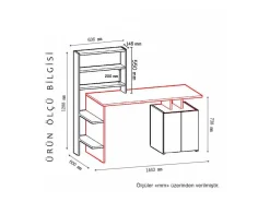 Bureau en bois "Melis " - 146 x 60 x 128 cm - Blanc Anthracite