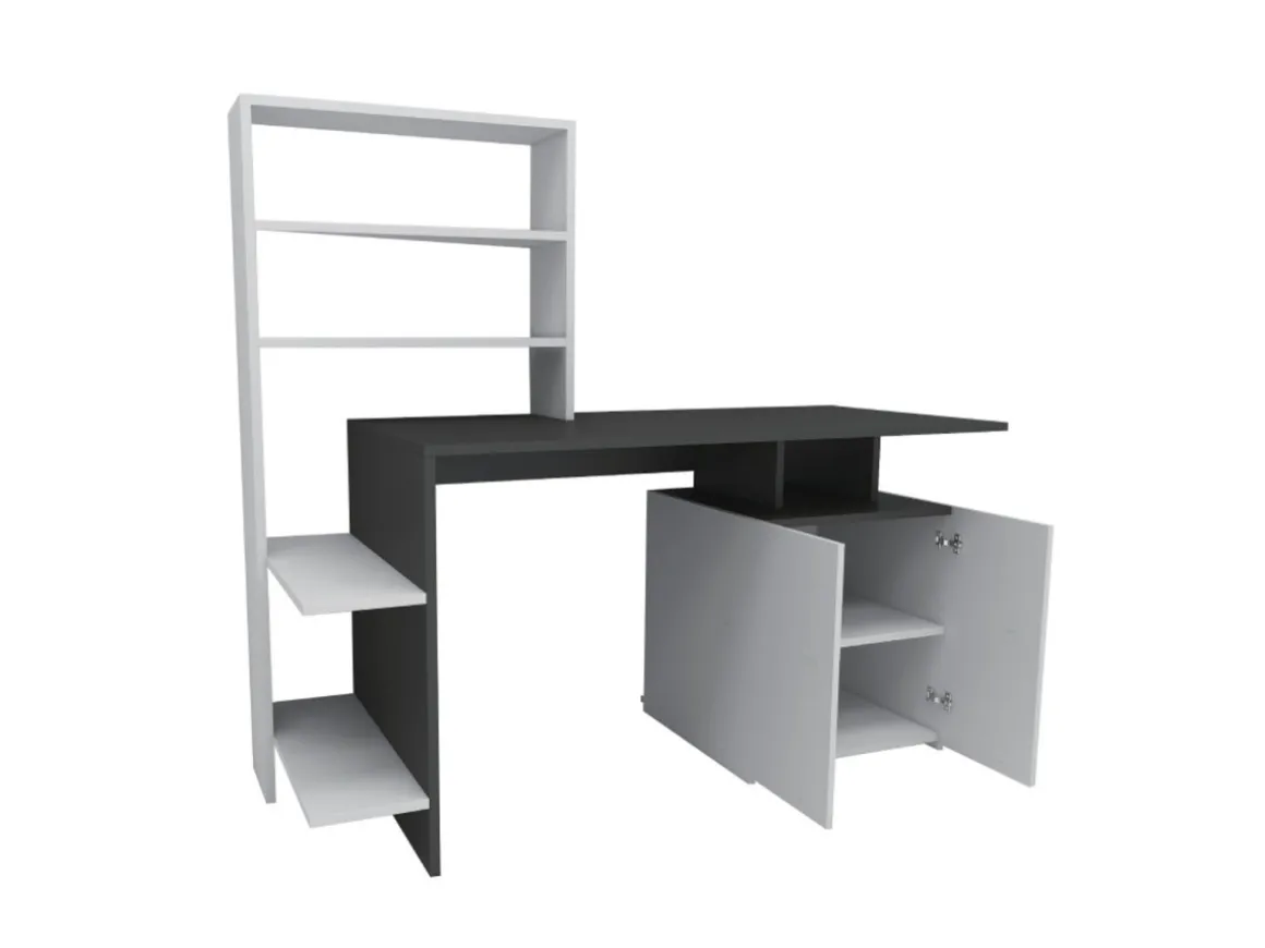 Bureau en bois "Melis " - 146 x 60 x 128 cm - Blanc Anthracite