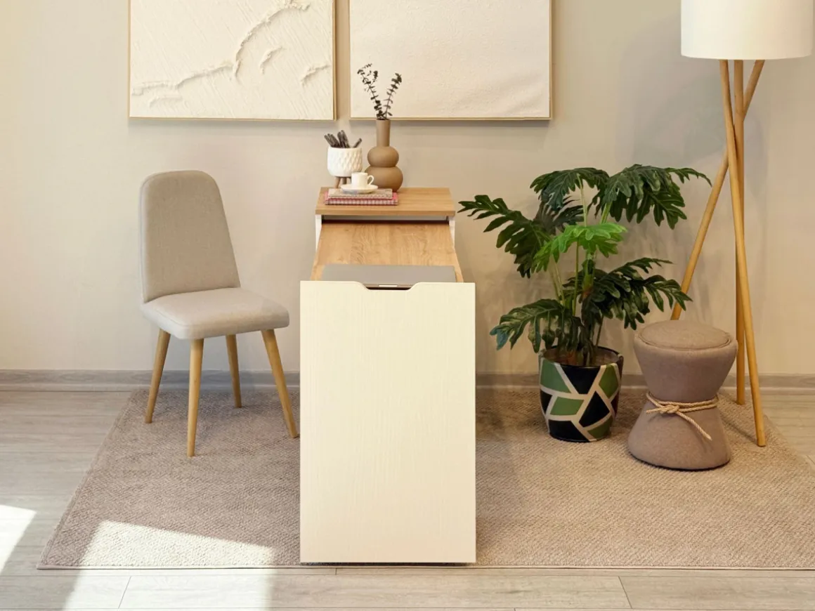 Bureau en bois "Modulo" - 97 x 47 x 75 cm - Beige