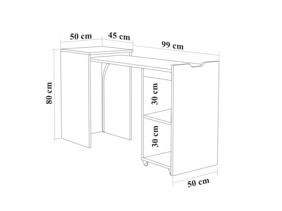 Bureau en bois "Modulo" - 97 x 47 x 75 cm - Beige
