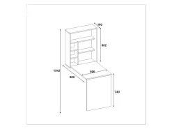 Bureau en bois "Sedir" - 90 x 59 x 154 cm - Blanc
