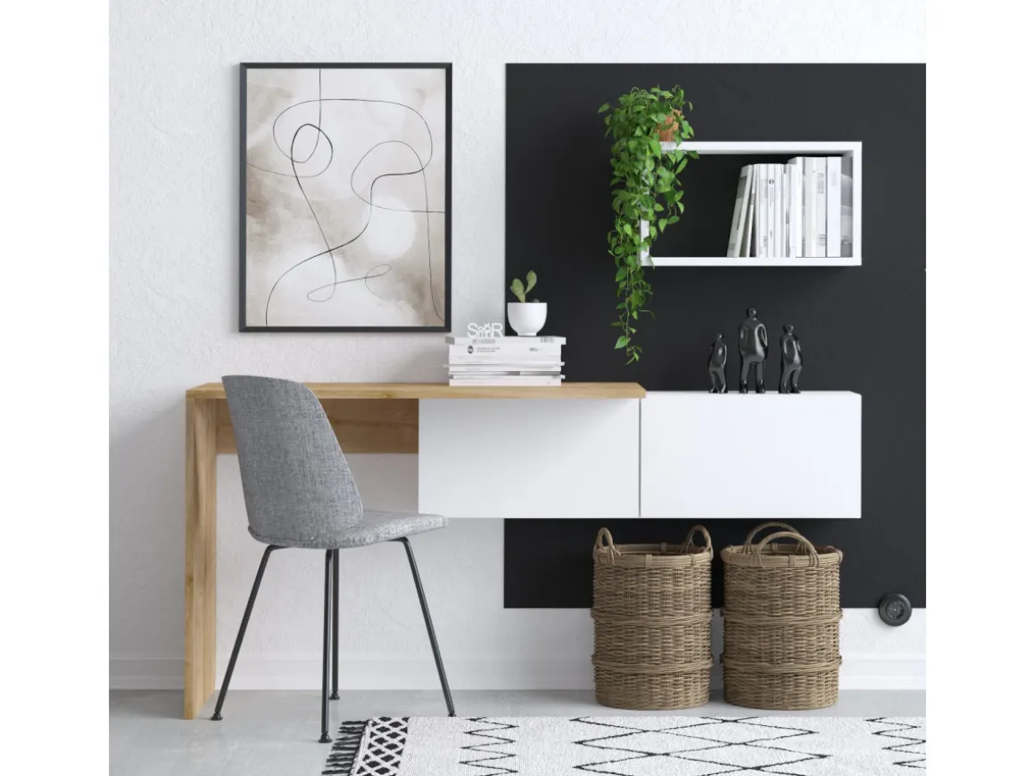 Bureau en bois "Tiff" - 145 x 45 x 74 cm - Chêne blanc