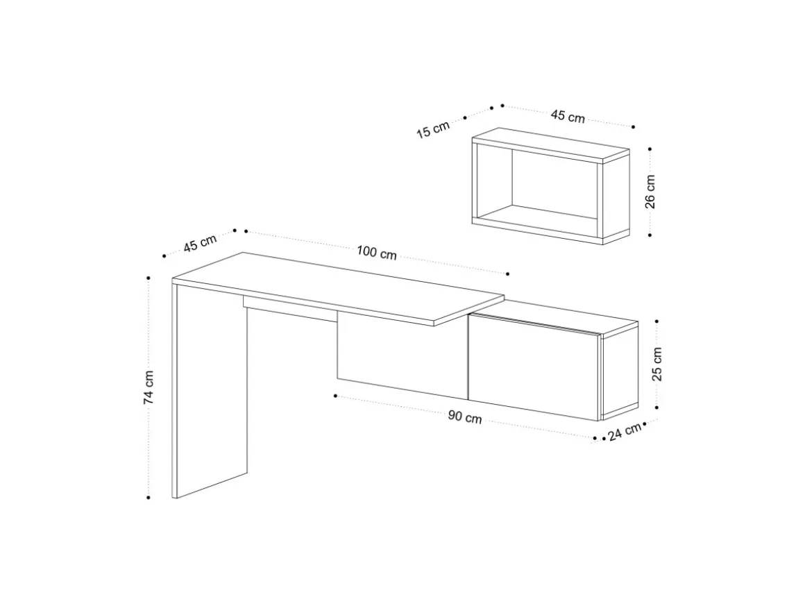 Bureau en bois "Tiff" - 145 x 45 x 74 cm - Chêne blanc