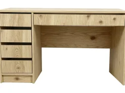 Bureau en bois 5 tiroirs "Malika" - 120 x 75 x 55 cm - Marron