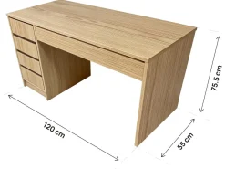 Bureau en bois 5 tiroirs