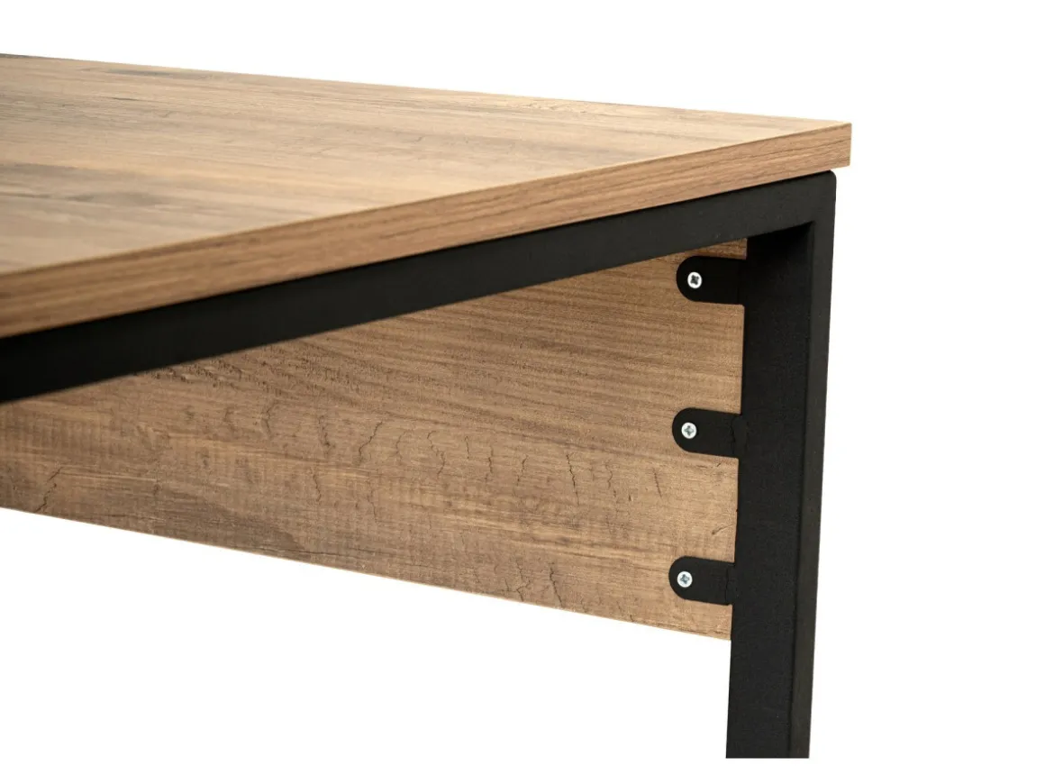 Bureau en bois "Twin Study Desk" - 240 x 60 x 74 cm - Pin atlantiqueNoir